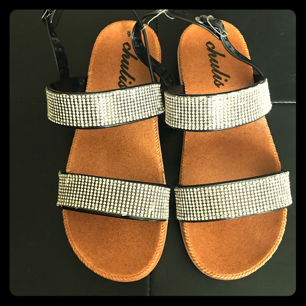 Beautiful Black Rhinestone Sandas